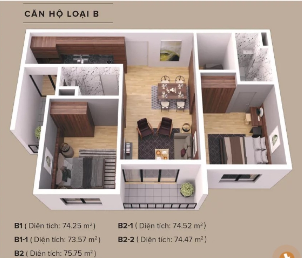 Thiết kế căn hộ 2 phòng ngủ tại chung cư Gamuda Hải Phòng