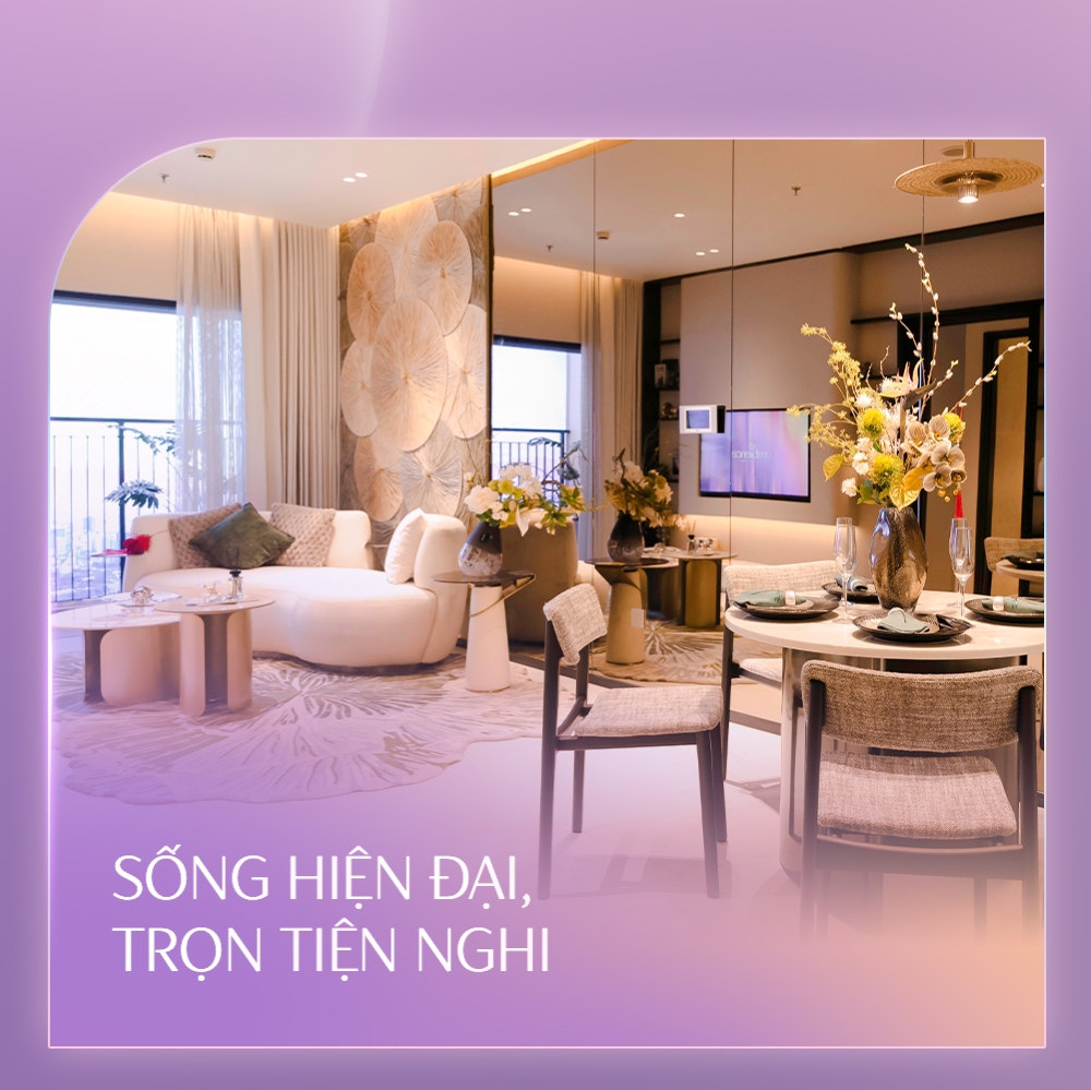 Không gian sống của căn hộ 2 phòng ngủ tại chung cư Ambience