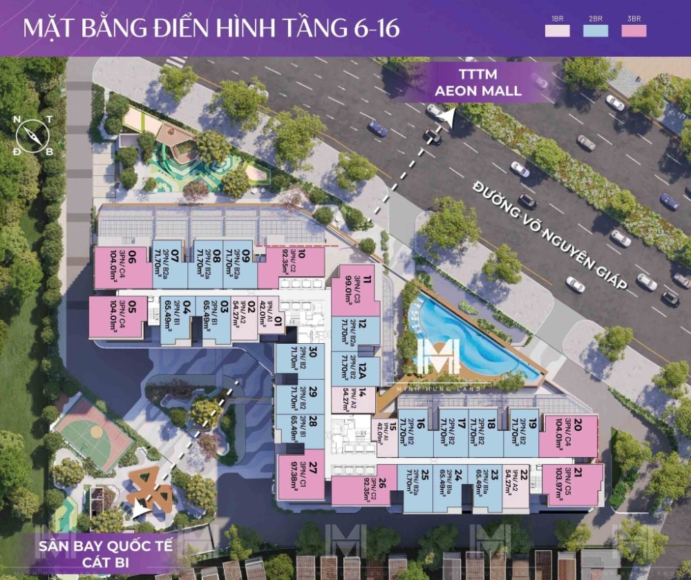 Mặt bằng dự án Ambience: Chi tiết layout 1PN, 2PN, 3PN, Skyvilla, Duplex và Penthouse